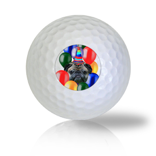 Birthday Pug in Balloons Golf Balls - Half Price Golf Balls - Canada's Source For Premium Used & Recycled Golf Balls
