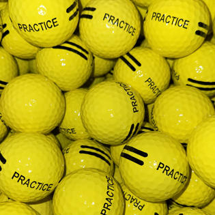 Bulk NEW Black Stripe Yellow Practice Range Balls Used Golf Balls - Halfpricegolfballs.com