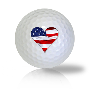 America Flag Heart Golf Balls - Halfpricegolfballs